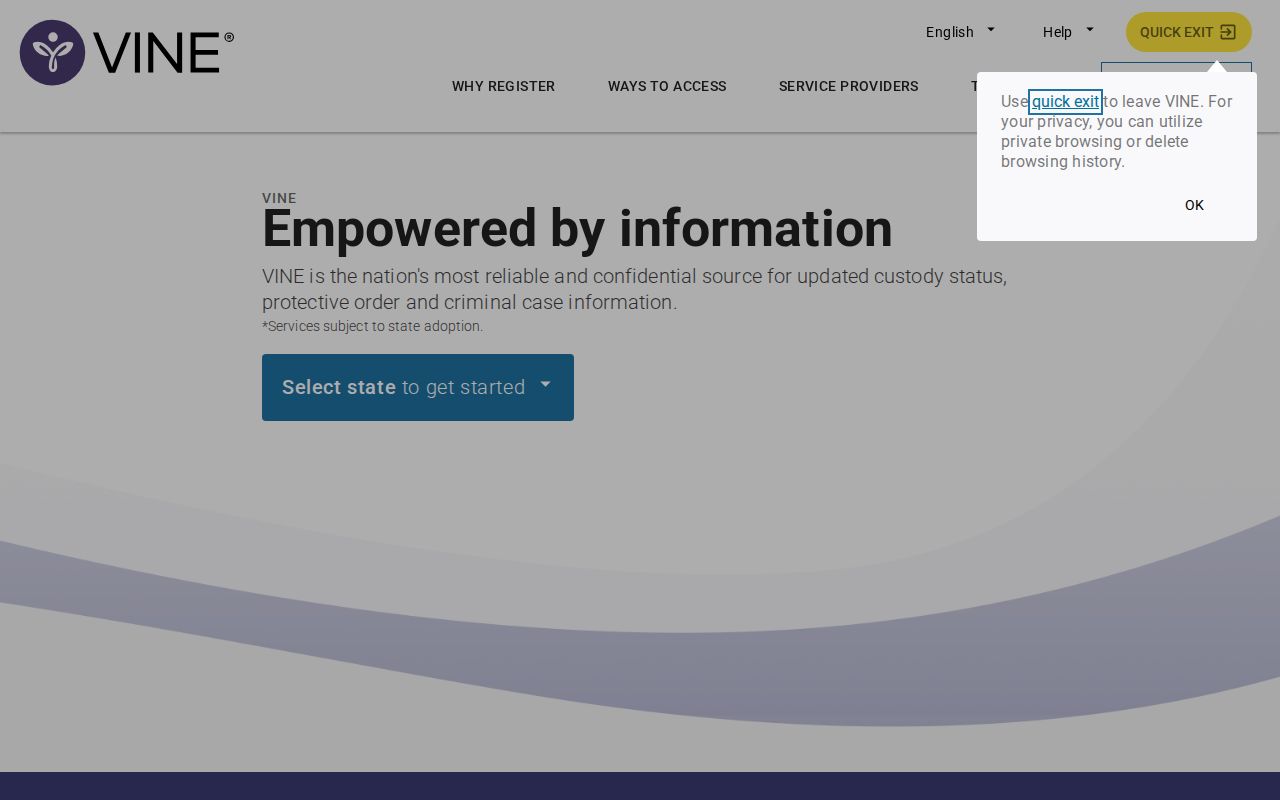 Monmouth County VINELink inmate check and release notification entry